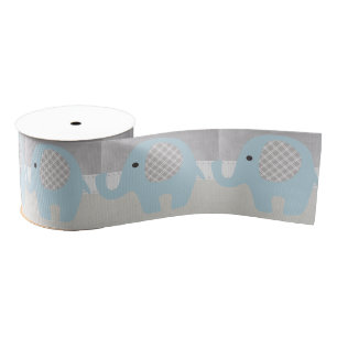 Gorgeous Baby Elephant in Blue Grosgrain Ribbon