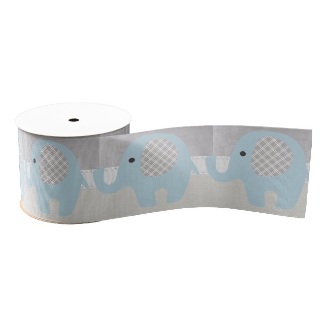 Gorgeous Baby Elephant in Blue Grosgrain Ribbon (Spool)
