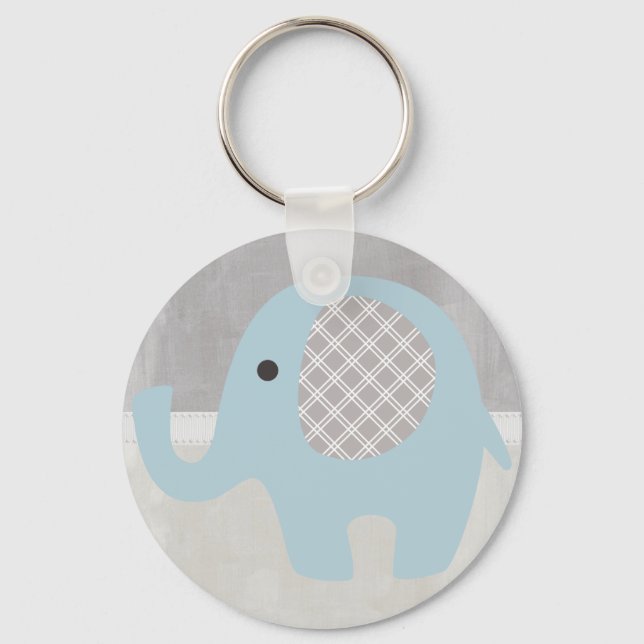 Gorgeous Baby Elephant in Blue Key Ring (Front)