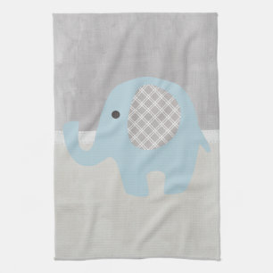 Gorgeous Baby Elephant in Blue Tea Towel
