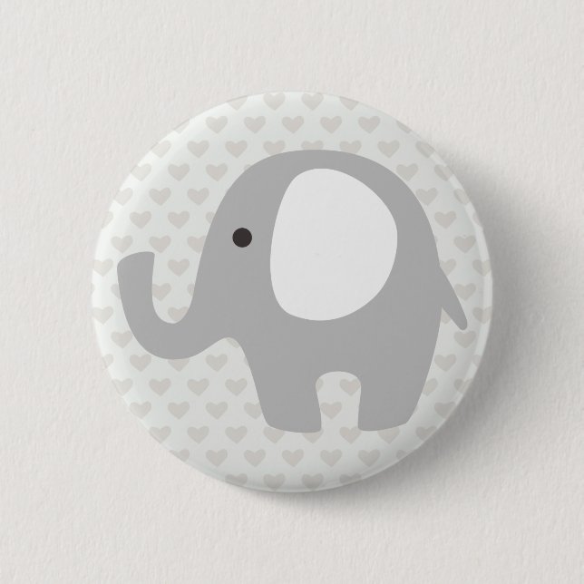 Gorgeous Baby Elephant in Neutral Grey 6 Cm Round Badge (Front)