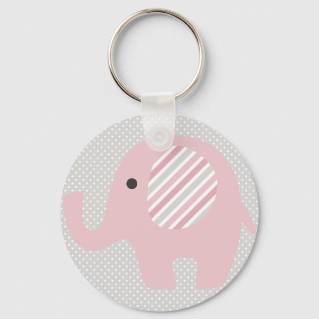 Gorgeous Baby Elephant in Pink Key Ring (Front)