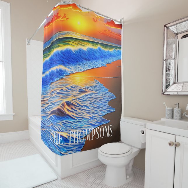 Gorgeous beach sunset  shower curtain (In Situ)