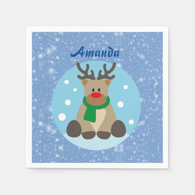 Gorgeous Beautiful Christmas Reindeer    Napkin (Front)