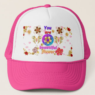 Gorgeous, beautiful flower hats. trucker hat