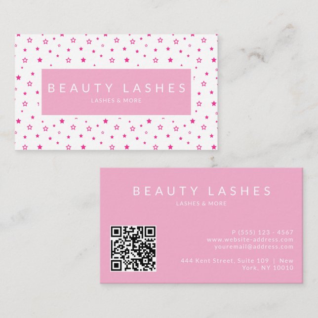 Gorgeous Beauty Lashes All Professions QR code Business Card (Front/Back)