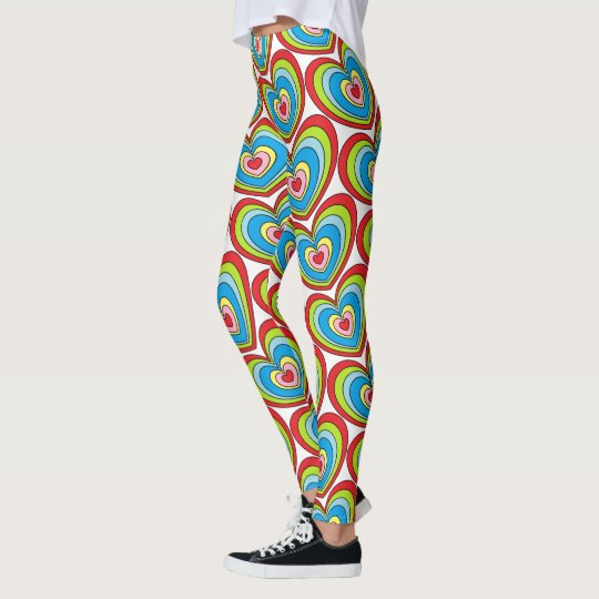 Gorgeous Big Rainbow Hearts Pattern Leggings