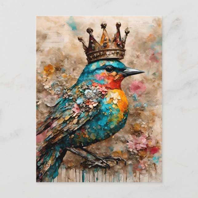 Gorgeous Bird in a Crown Postcard (Front)