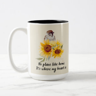 Gorgeous Bird & Sunflowers With Quote Two-Tone Coffee Mug