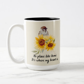 Gorgeous Bird & Sunflowers With Quote Two-Tone Coffee Mug