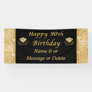 Gorgeous Black and Gold 70th Birthday Banner