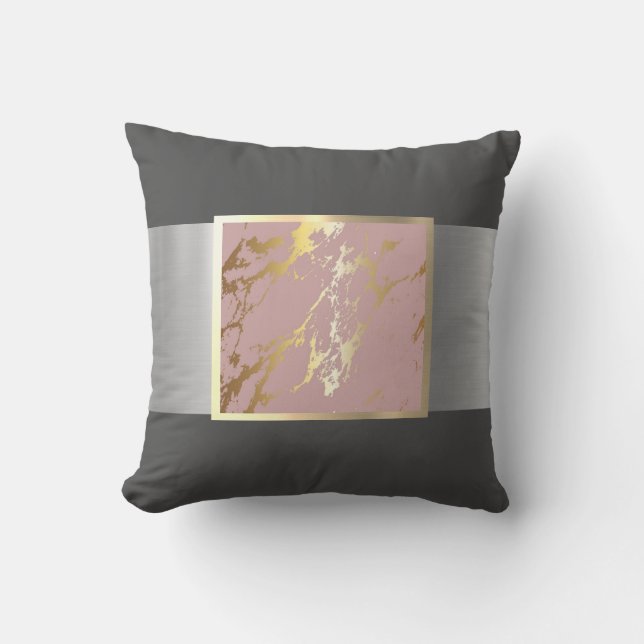 Gorgeous Black and Gold Marble Design Cushion (Front)