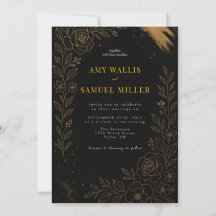 Gorgeous Black and Gold Wedding Invitation