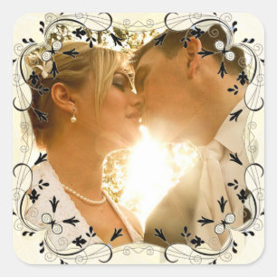 Gorgeous Black Bordered Wedding Photo Stickers