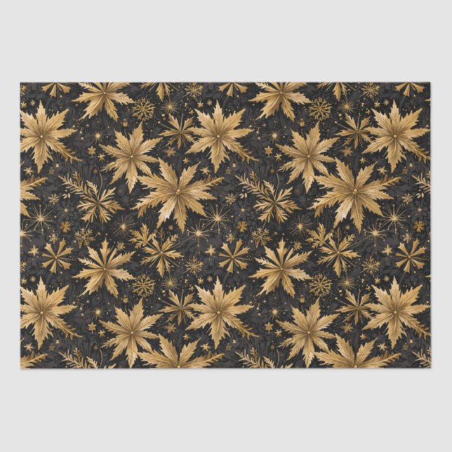 Gorgeous Black Gold Snowflakes Christmas   Tissue Paper (Front)