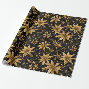 Gorgeous Black Gold Snowflakes Christmas   Wrapping Paper