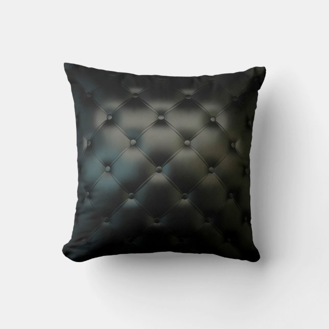 Gorgeous Black Leather Texture Cushion (Front)