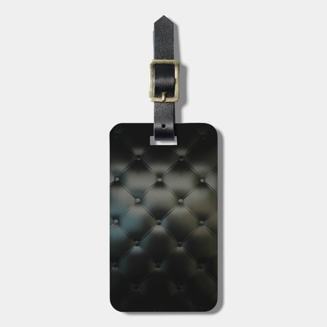 Gorgeous Black Leather Texture Luggage Tag (Front Vertical)