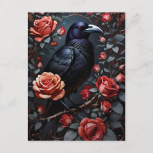 Gorgeous Black Raven Rose Garden Postcard