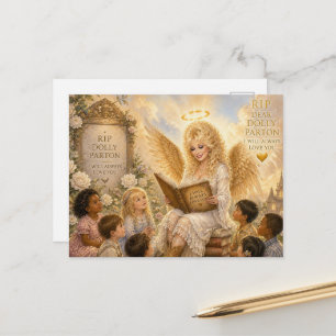 Gorgeous Blonde Angel Woman Reading to Children Postcard