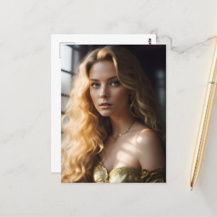 Gorgeous Blonde in a Gold Dress Postcard