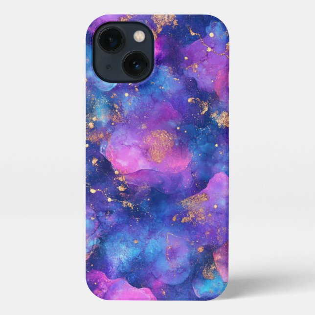 Gorgeous blue and purple alcohol ink phone case (Back)