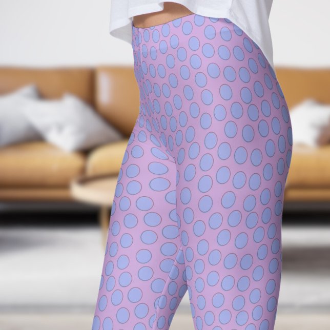 Gorgeous Blue and Wisteria Polka Dot Pattern Leggings (Gorgeous Blue and Wisteria Polka Dot Pattern Leggings)