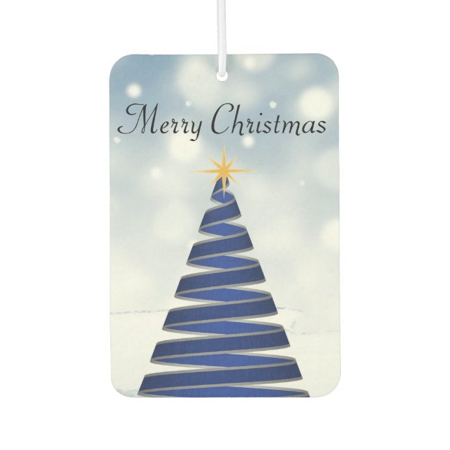 Gorgeous Blue Christmas Tree, Snowflake Car Air Freshener (Front)