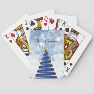 Gorgeous Blue Christmas Tree, Snowflake Playing Cards