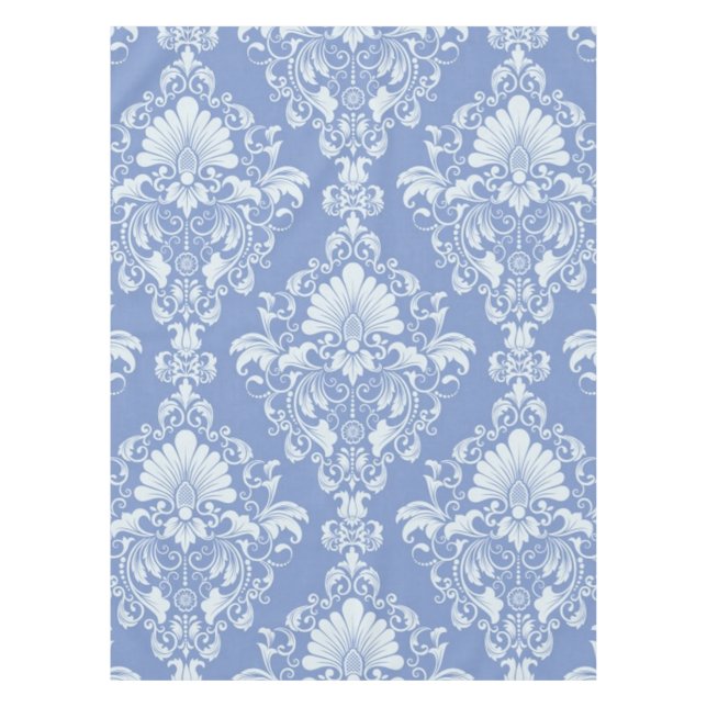 Gorgeous Blue Damask Dinnerware Tablecloth (Front)
