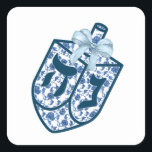Gorgeous Blue Driedel Chinoiserie  Stickers<br><div class="desc">Beautiful Blue Dreidel Chinoiserie Hanukkah Menorah sticker with name personalisation! Measuring 1.5"x1.5" /20 per sheet! Great for party favours,  seals for envelopes & more!</div>