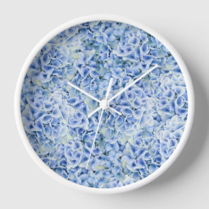 Gorgeous blue hydrangeas - floral pattern  clock