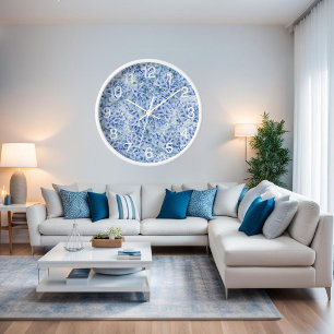 Gorgeous blue hydrangeas - floral pattern  clock