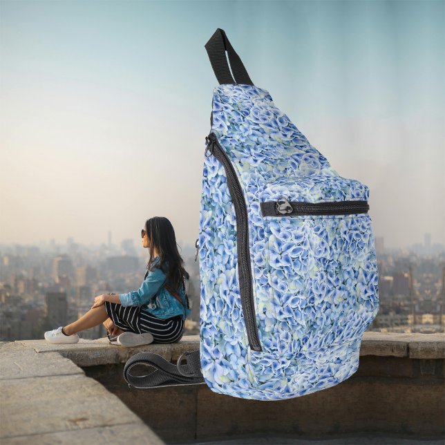 Gorgeous blue hydrangeas - floral pattern  sling bag (Creator Uploaded)