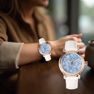 Gorgeous blue hydrangeas - floral pattern watch