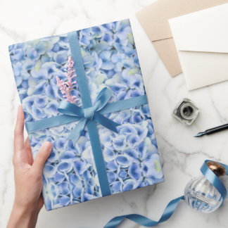 Gorgeous blue hydrangeas - floral pattern wrapping paper