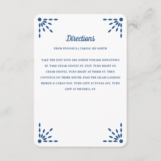 Gorgeous Blue Papel Picado Wedding Directions Enclosure Card (Front)