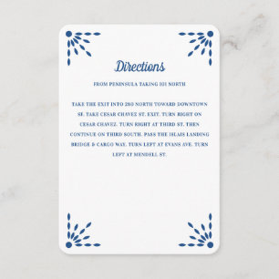Gorgeous Blue Papel Picado Wedding Directions Enclosure Card