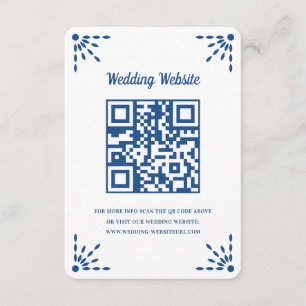 Gorgeous Blue Papel Picado Wedding QR Code Enclosure Card
