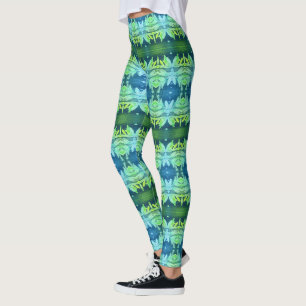 Gorgeous Blue Printed Leggings Great For Fall