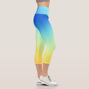 Gorgeous Blue to Yellow Gradient Capri Leggings