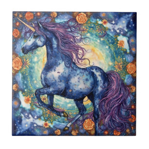 Gorgeous Blue Unicorn Tile