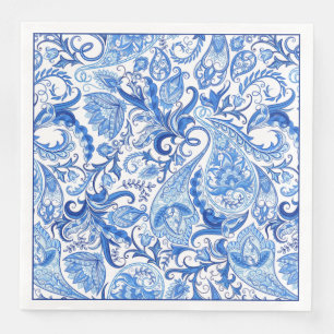 Gorgeous Blue White Floral Paisley Art Pattern Napkin