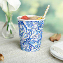 Gorgeous Blue White Floral Paisley Art Pattern