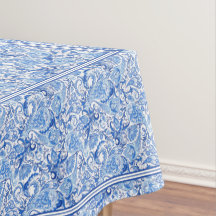Gorgeous Blue White Floral Paisley Art Pattern