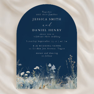 Gorgeous Blue Wildflower Meadow Wedding Arch Invitation