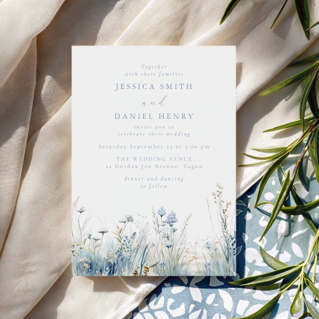 Gorgeous Blue Wildflower Meadow Wedding Invitation (Creator Uploaded)