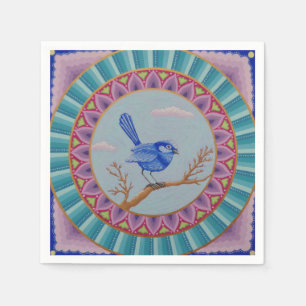 Gorgeous Blue Wren Mandala napkins
