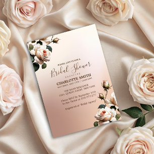 Gorgeous Blush Beige Oil Rose Bridal Shower Invitation