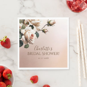 Gorgeous Blush Beige Oil Rose Bridal Shower  Napkin